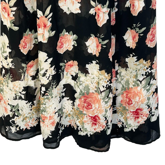 HMS Maxi Dress Womens Small Black Floral Print Adjustable Strap V Neck Racerback - Picture 4 of 13